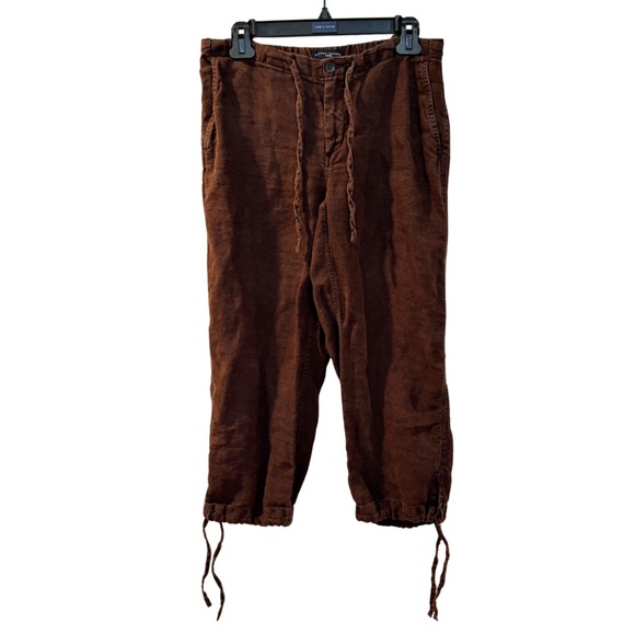 Banana Republic Women’s Dark Brown 100% Linen Cropped Pant Size 6 Coastal - Picture 1 of 3
